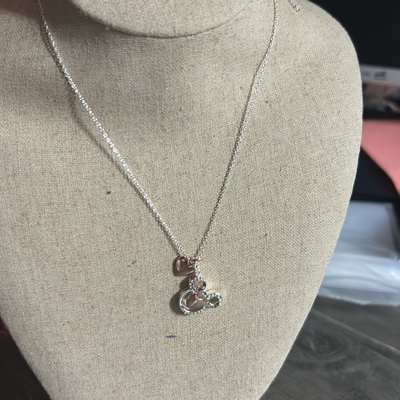Disney  Heart Pendant Necklace with Mickey in Silver and Rose Gold - Picture 2 of 4